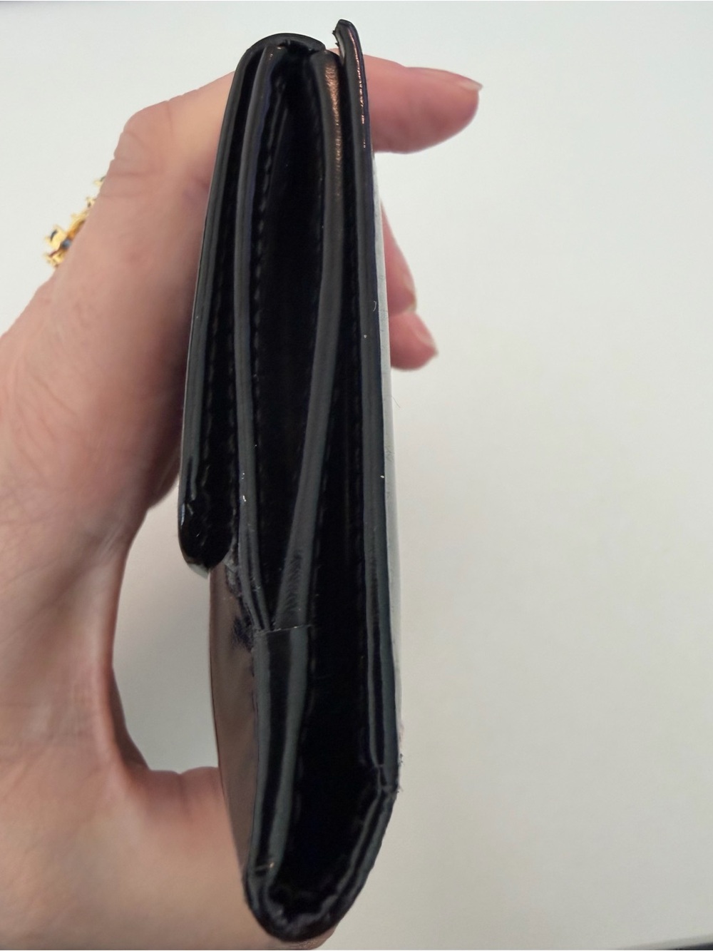 Authentic Vintage Tom Ford Gucci Black Patent Leather Wallet Bamboo Handle - Picture 5 of 10